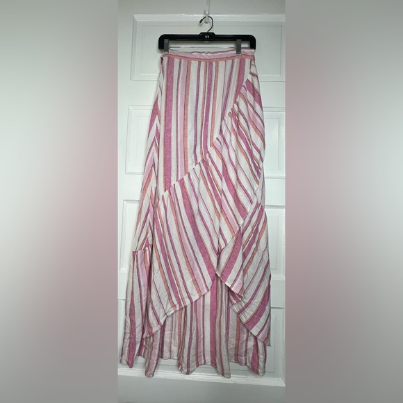 Ny&co pretty in pink wrap skirt linen blend small coral white NWT new maxi - Picture 8 of 8